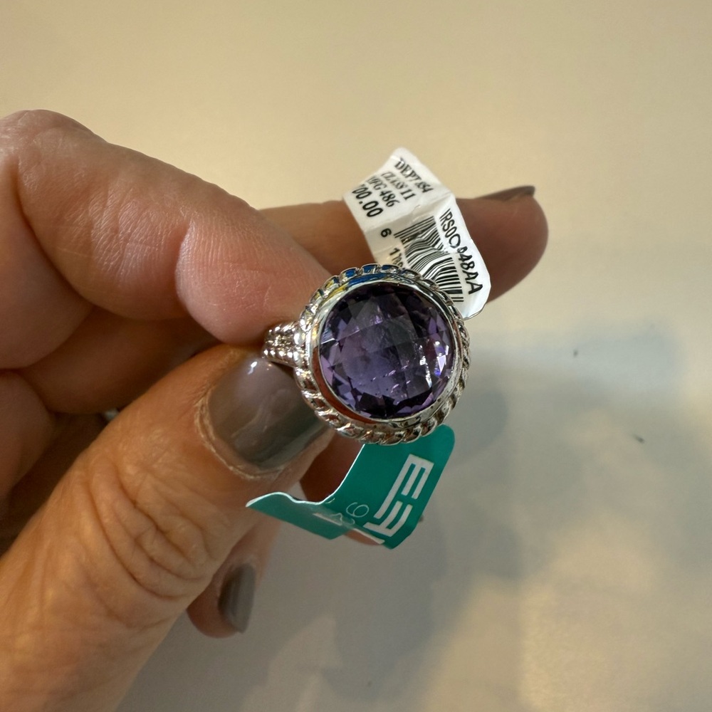NWT EFFY Elegant Silver and Purple Gemstone Ring SIZE 7
